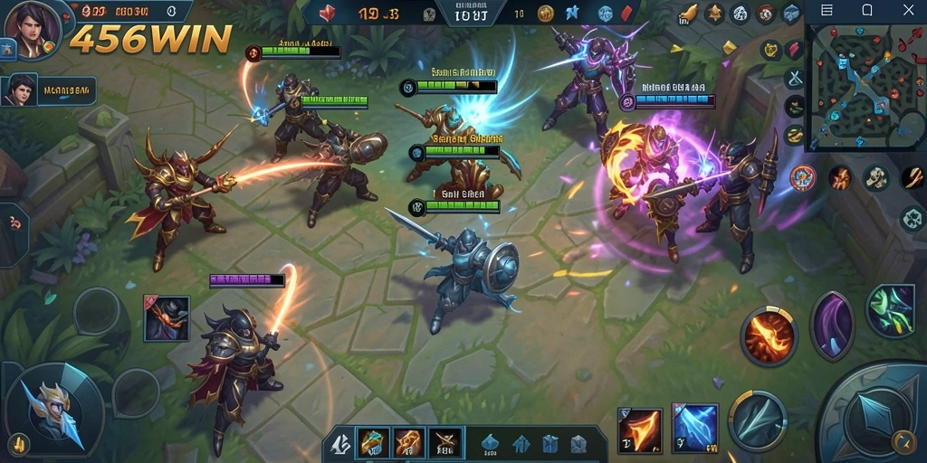 Screenshot menampilkan pertempuran seru dalam game MOBA 456WIN.