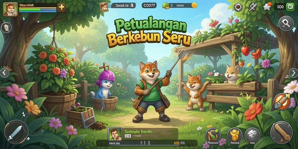 Gameplay menarik dari COO77 yang menampilkan kebun yang subur.