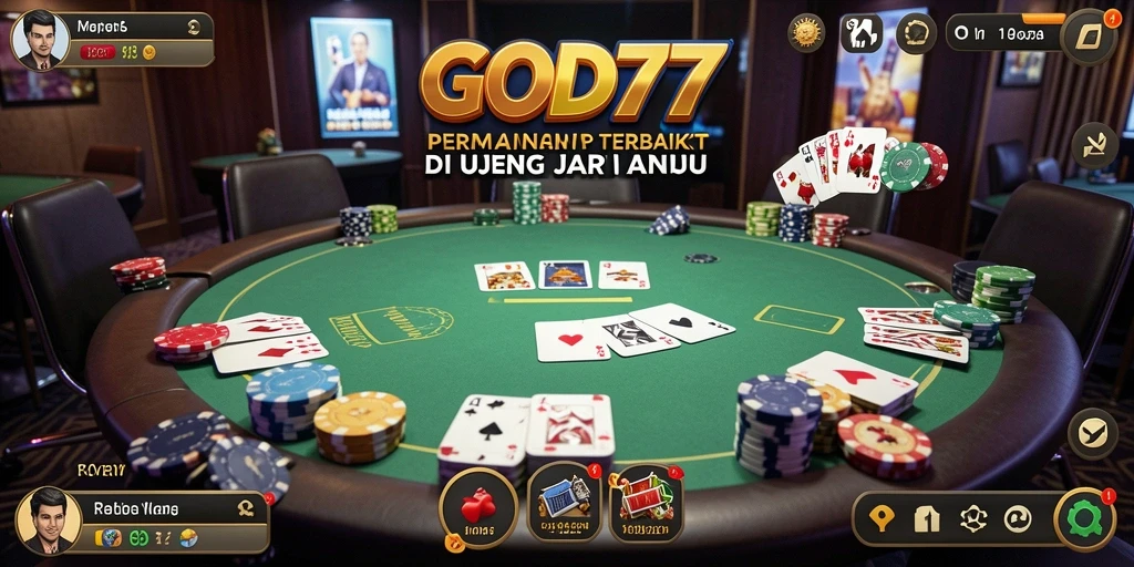 Screenshot permainan GOD77 dengan tampilan menarik dan gameplay poker yang adiktif.