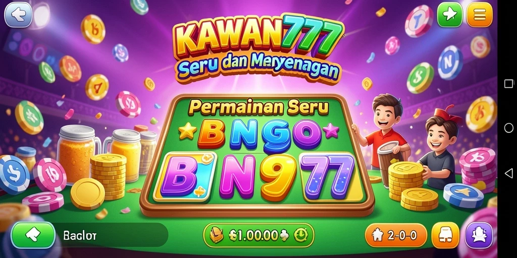Tampilan seru dari gameplay KAWAN777 yang penuh warna.