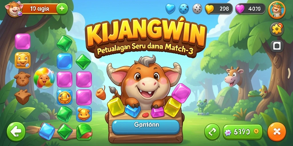 Tampilan gameplay KIJANGWIN yang cerah dan penuh warna.